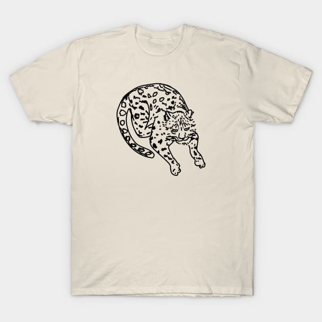 Snow Leopard Outline T-Shirt by Annelie